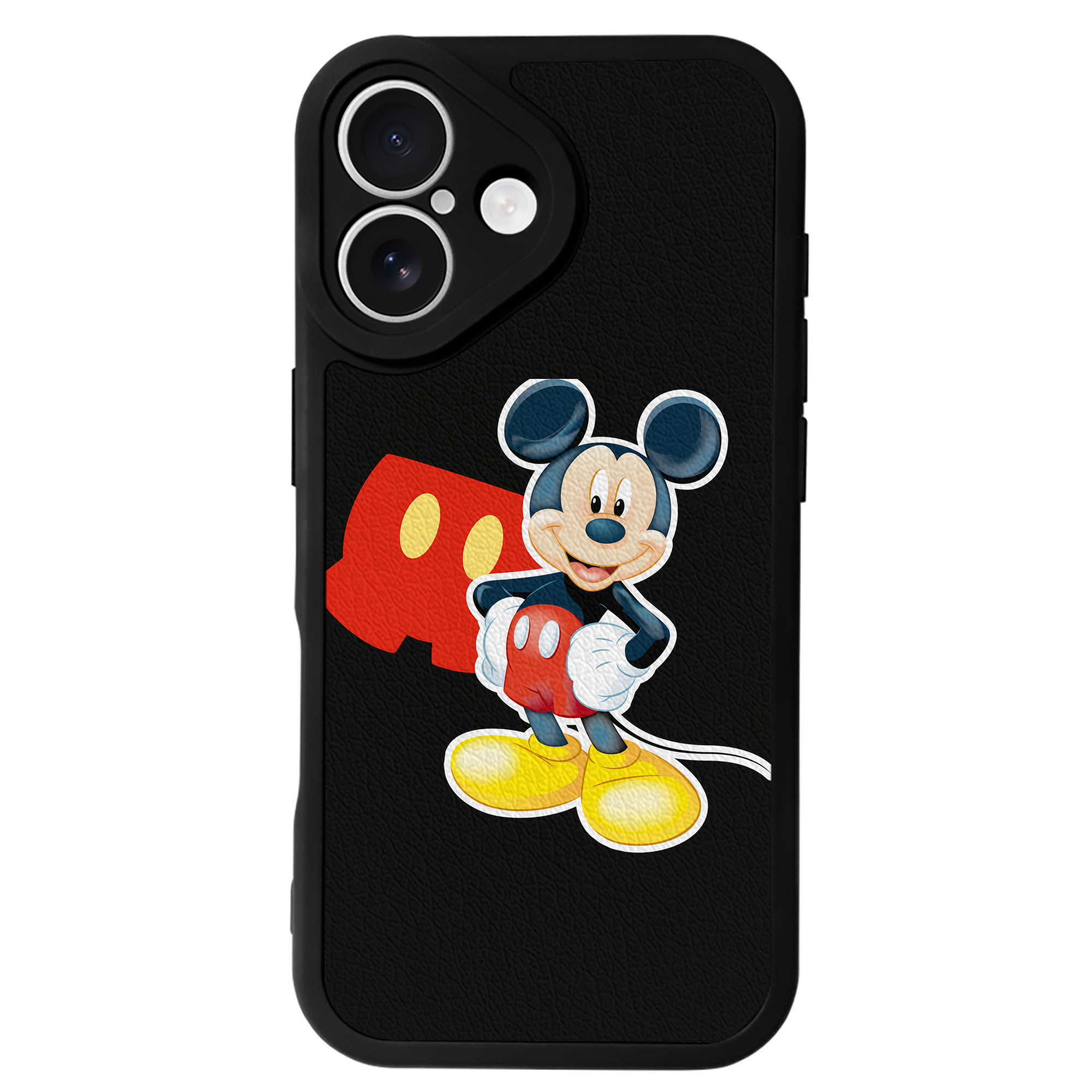 （画像用） ミッキーマウス Mickey Mouse 【iPhone 16シリーズ対応】シリコンスマホケース（レザー調） 材質：シリコン